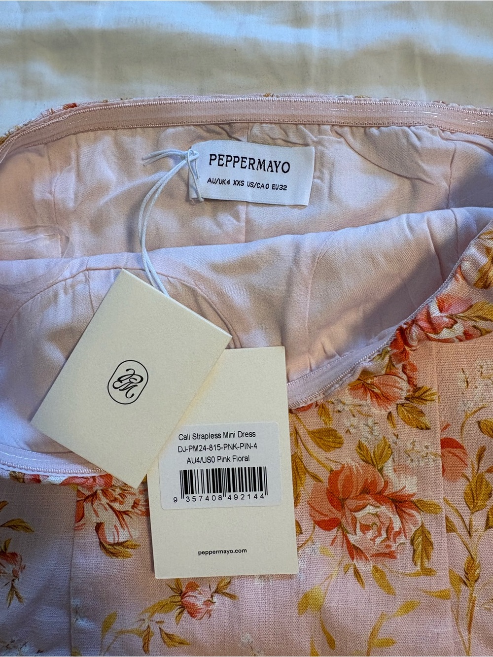 Peppermayo Cali Strapless Mini Dress - Pink Floral - Picture 4 of 5